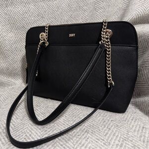 DKNY Black Shoulder Bag with Chain Detail